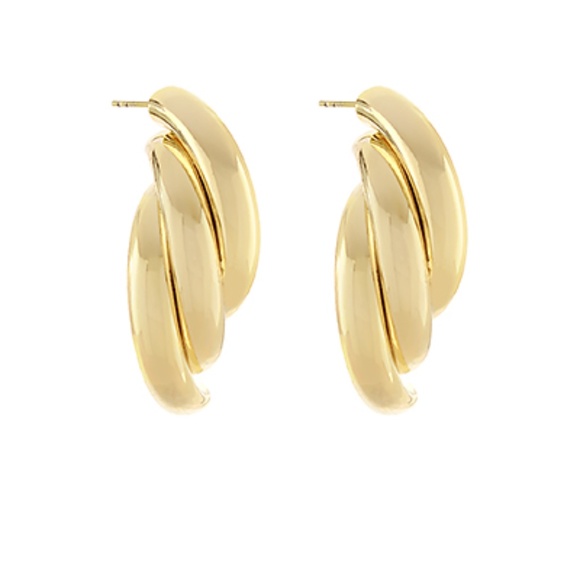 Ribbed Textured Tube Open Hoops - Picture 1 of 1